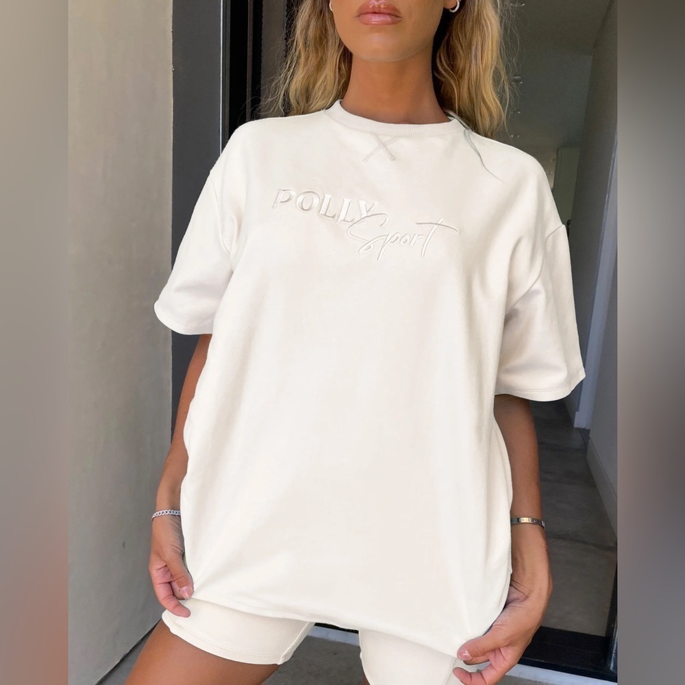 Oh Polly Sport oversized tee crewneck butter embroidered short sleeve tshirt